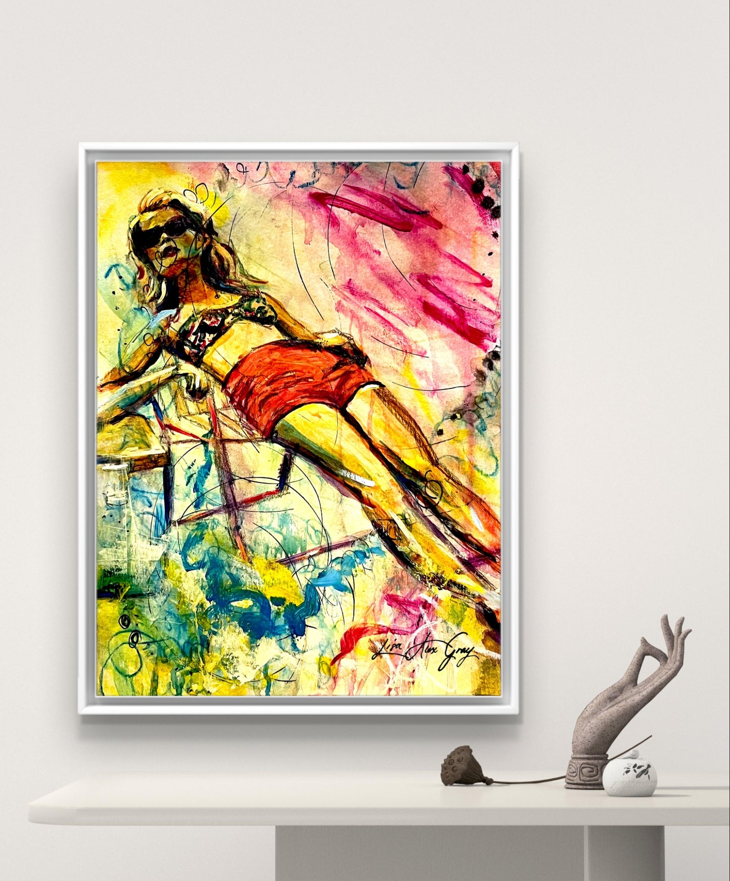 Summer Retro Wall Art, Woman Suntanning Poster - Sun-Kissed Bliss Poster Print