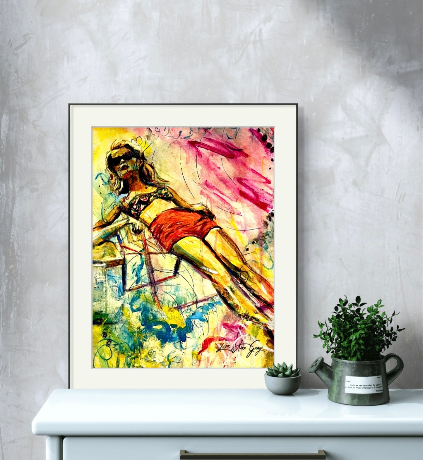 Summer Retro Wall Art, Woman Suntanning Poster - Sun-Kissed Bliss Poster Print