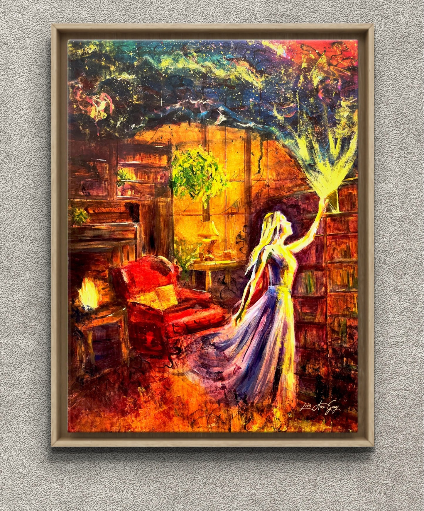 Divine Woman Library Art Print - Elegant Wall Decor for Book Lovers