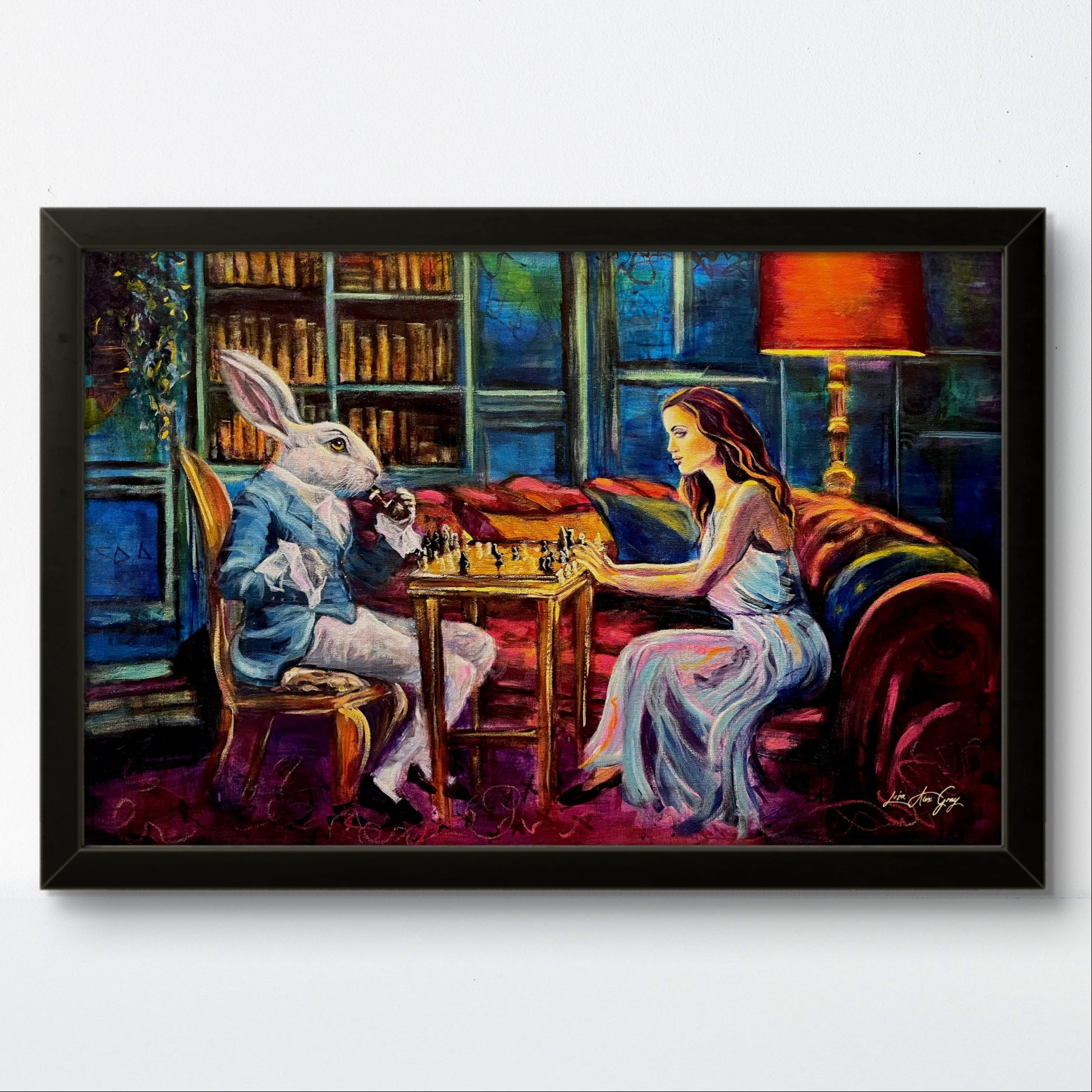 Whimsical Alice in Wonderland Chess Game Poster for Fairytale Wall Decor