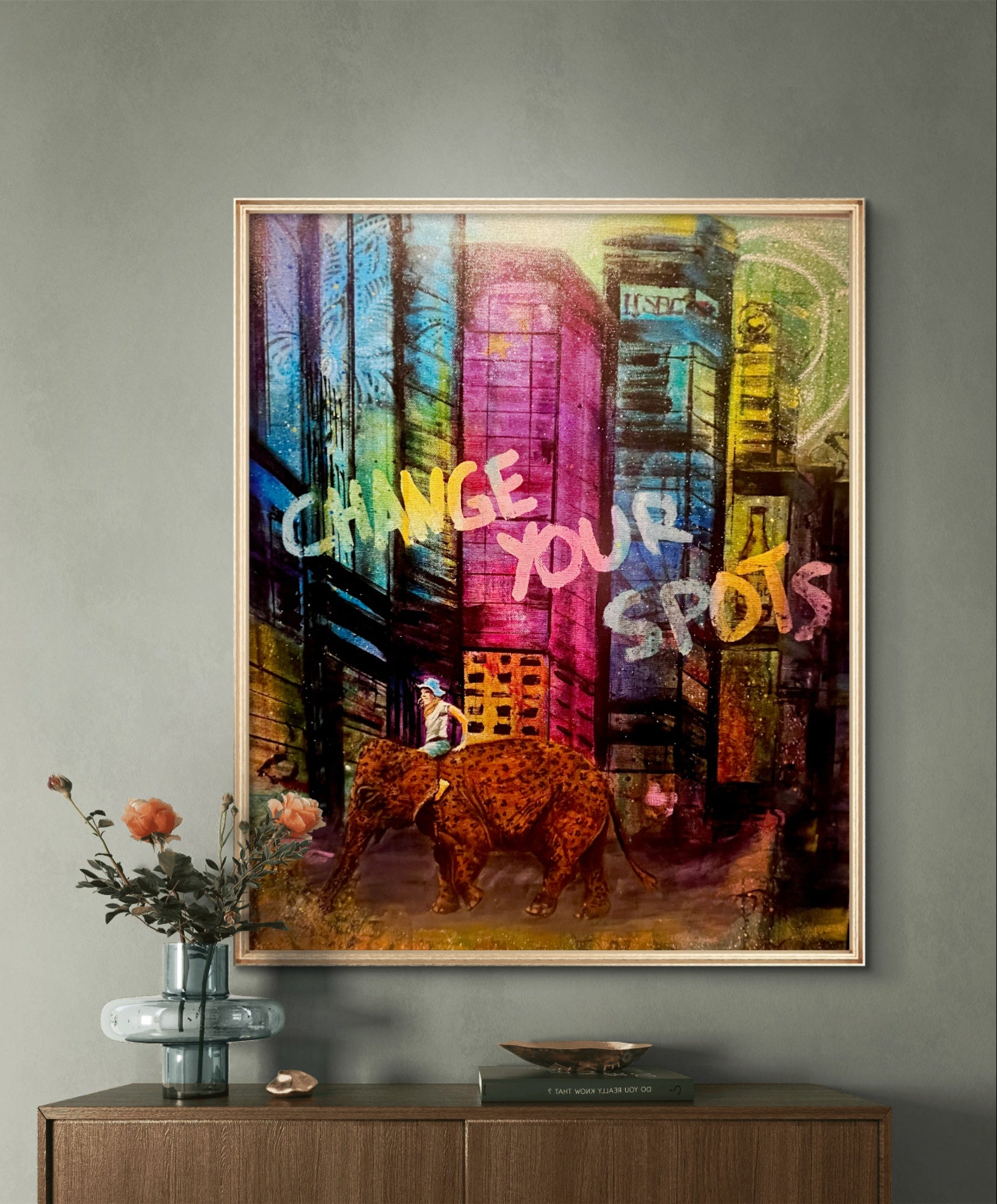 Whimsical Elephant Ride Wall Art Print - Time Square NYC Decor Poster