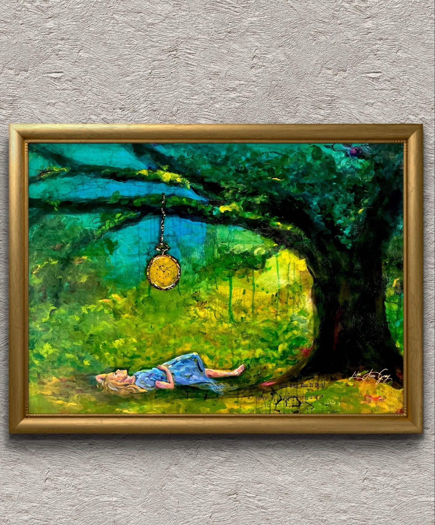 Whimsical Wall Art: Woman Relaxing Under Tree - Clock Design Print