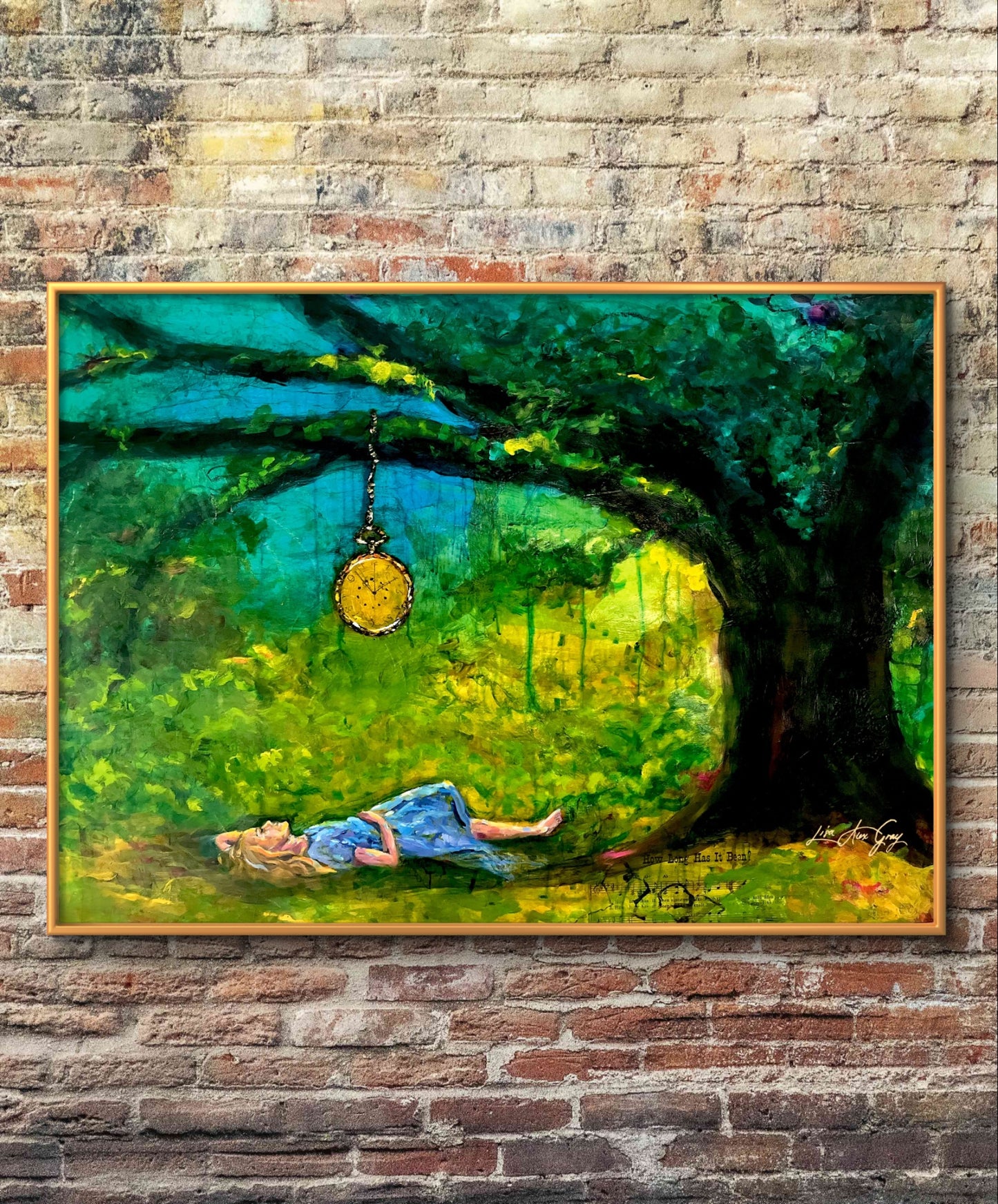 Whimsical Wall Art: Woman Relaxing Under Tree - Clock Design Print