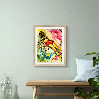 Summer Retro Wall Art, Woman Suntanning Poster - Sun-Kissed Bliss Poster Print