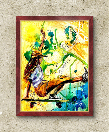 Four Wheels to Freedom Woman Skateboarder Wall Decor Painting