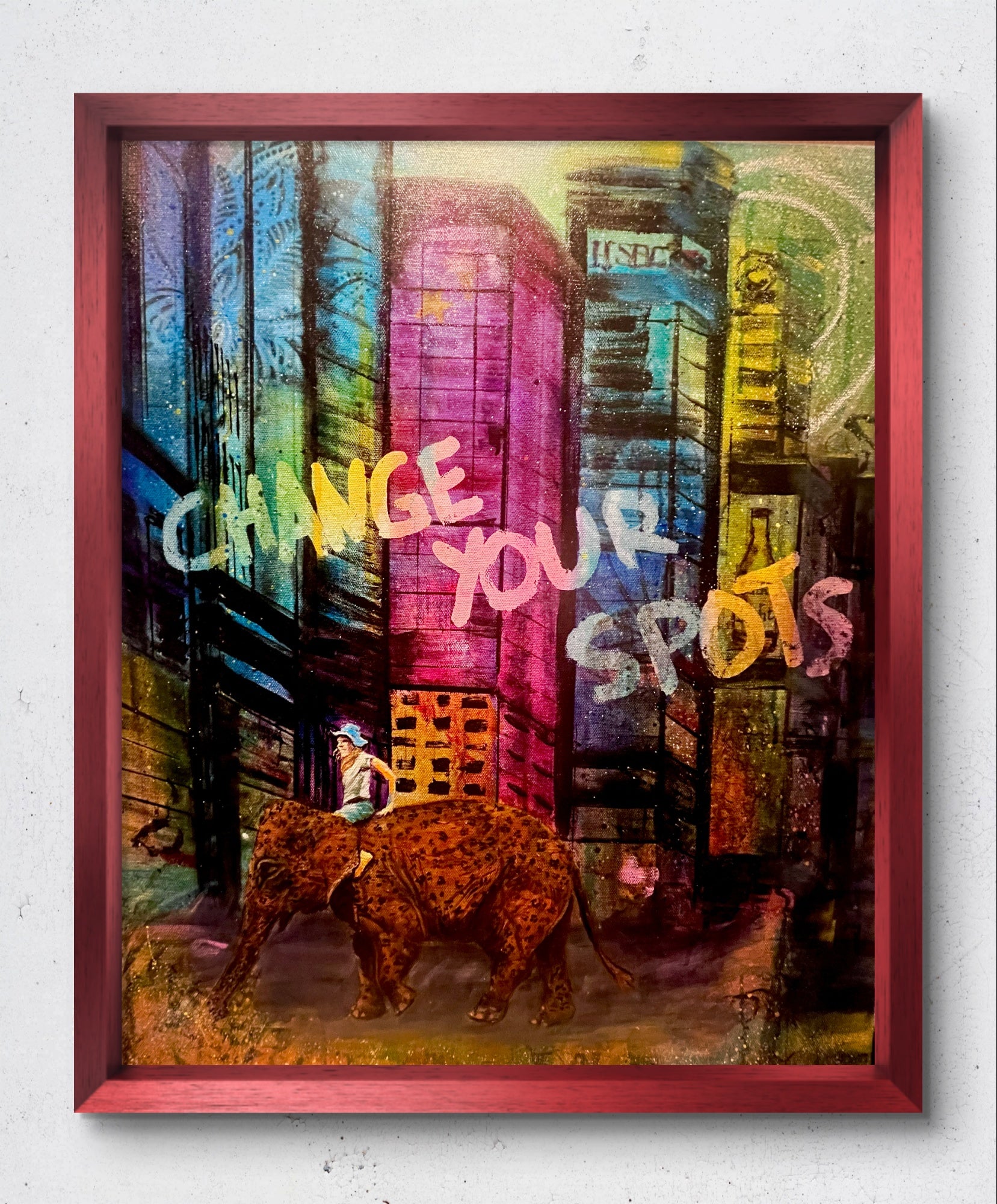 Whimsical Elephant Ride Wall Art Print - Time Square NYC Decor Poster