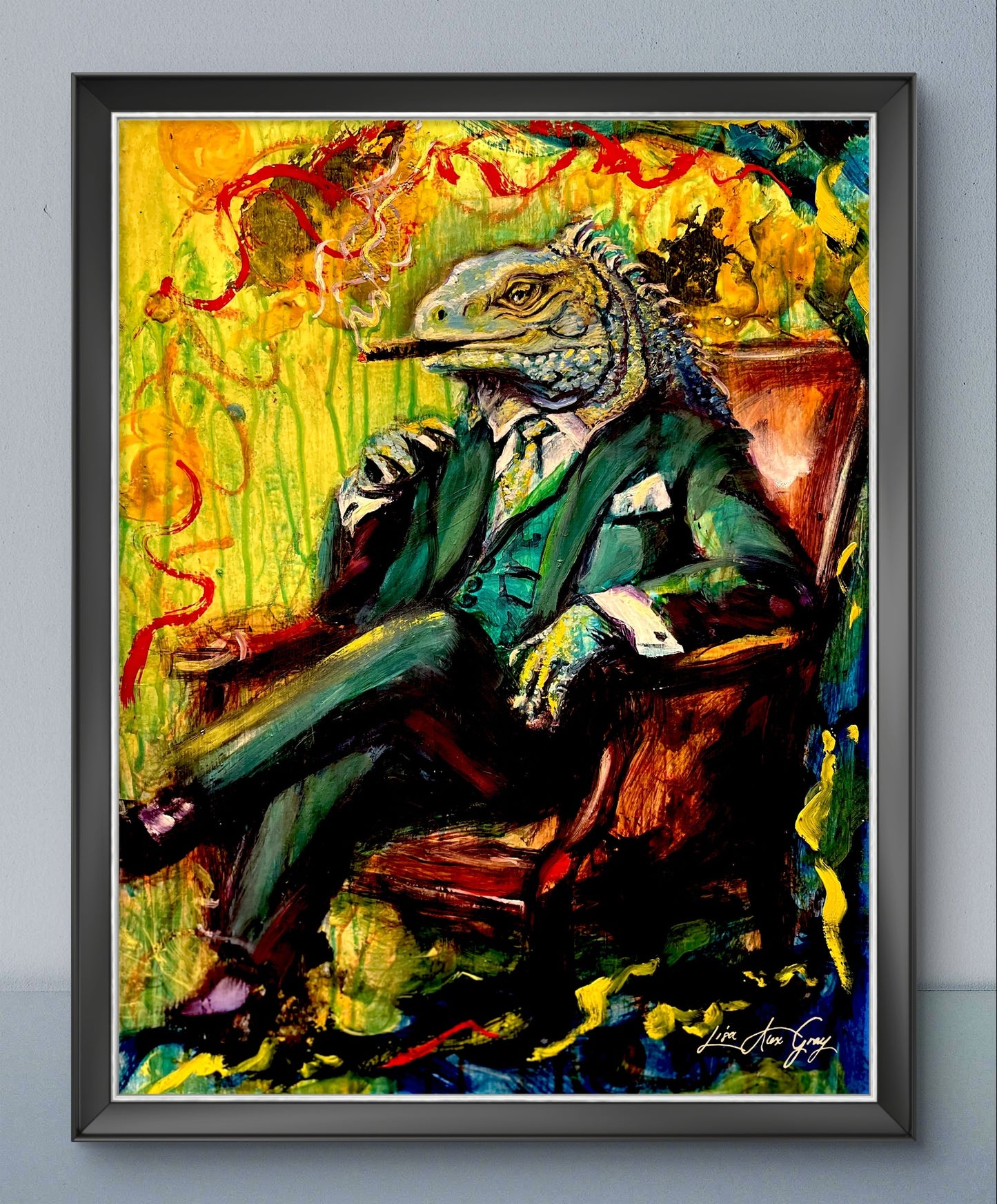 The Godfather Iguana Fine Art Print – From Mixed Media Oil Painting