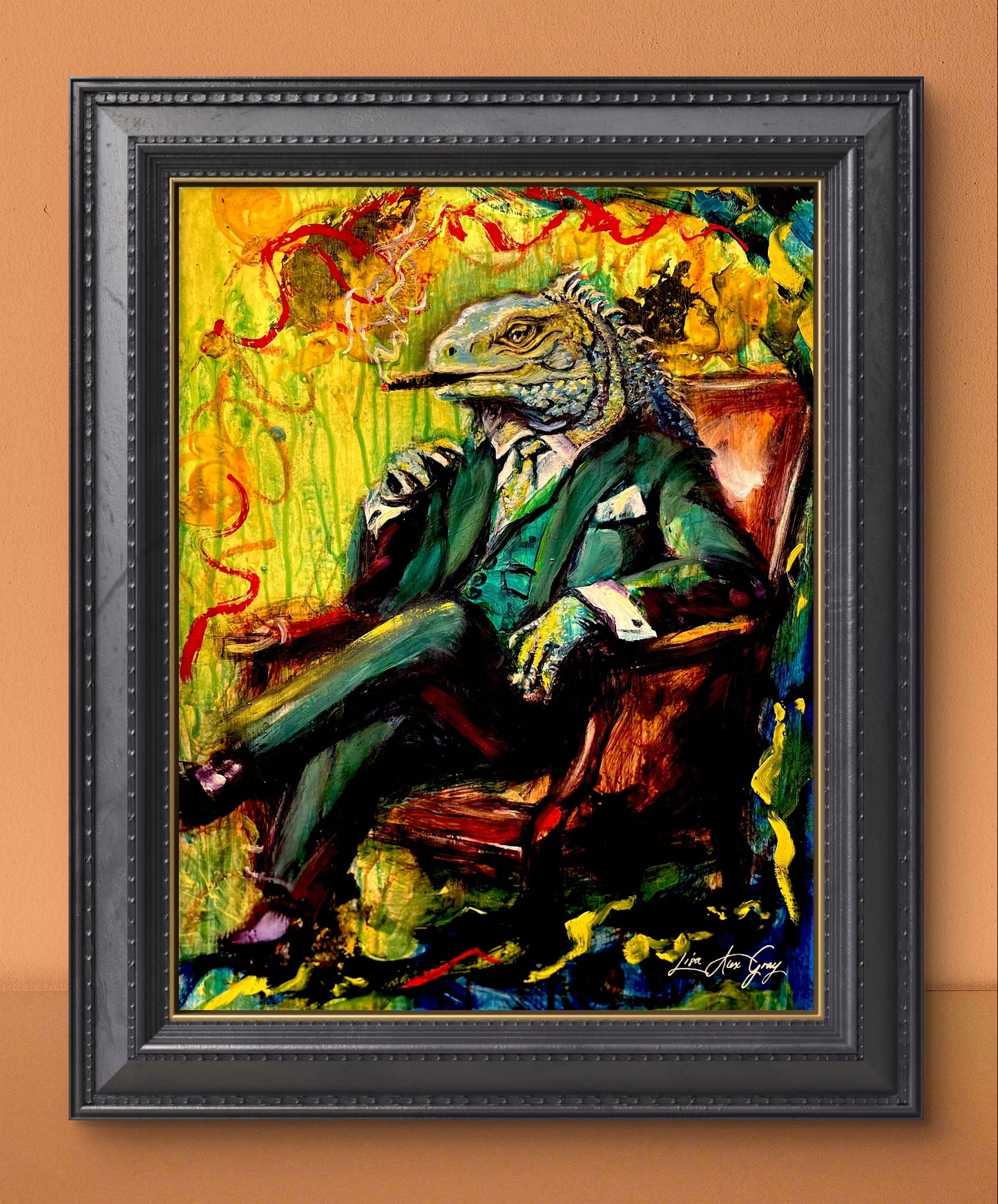 The Godfather Iguana Fine Art Print – From Mixed Media Oil Painting