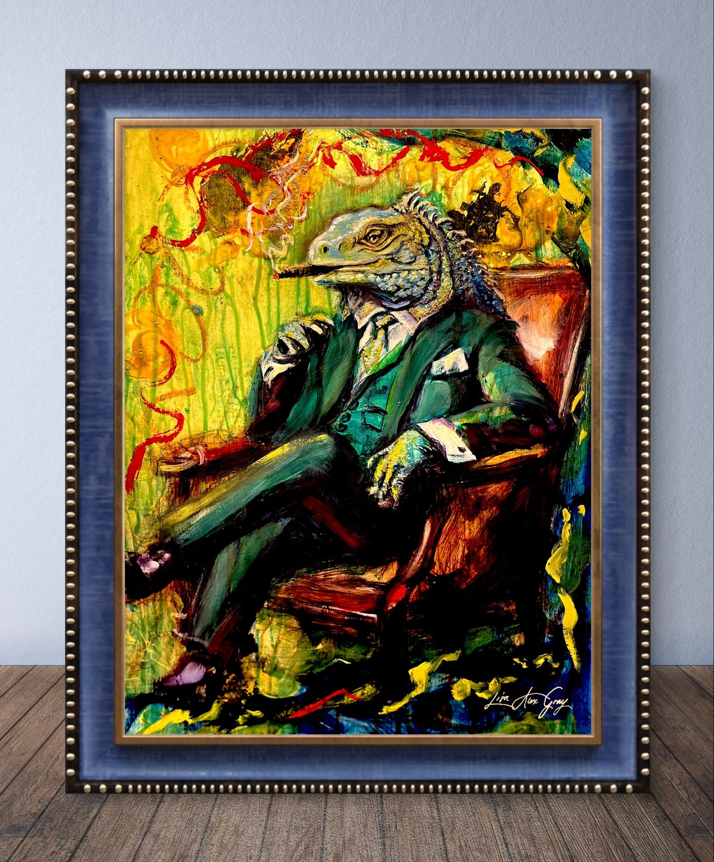 The Godfather Iguana Fine Art Print – From Mixed Media Oil Painting