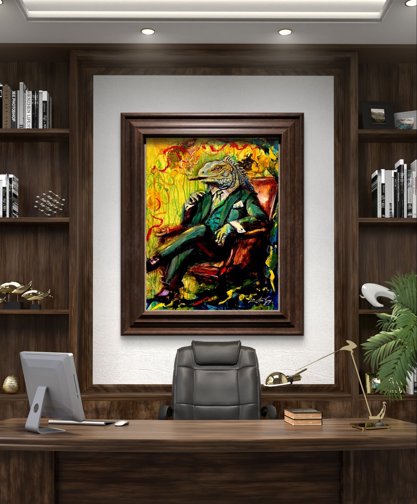 The Godfather Iguana Fine Art Print – From Mixed Media Oil Painting