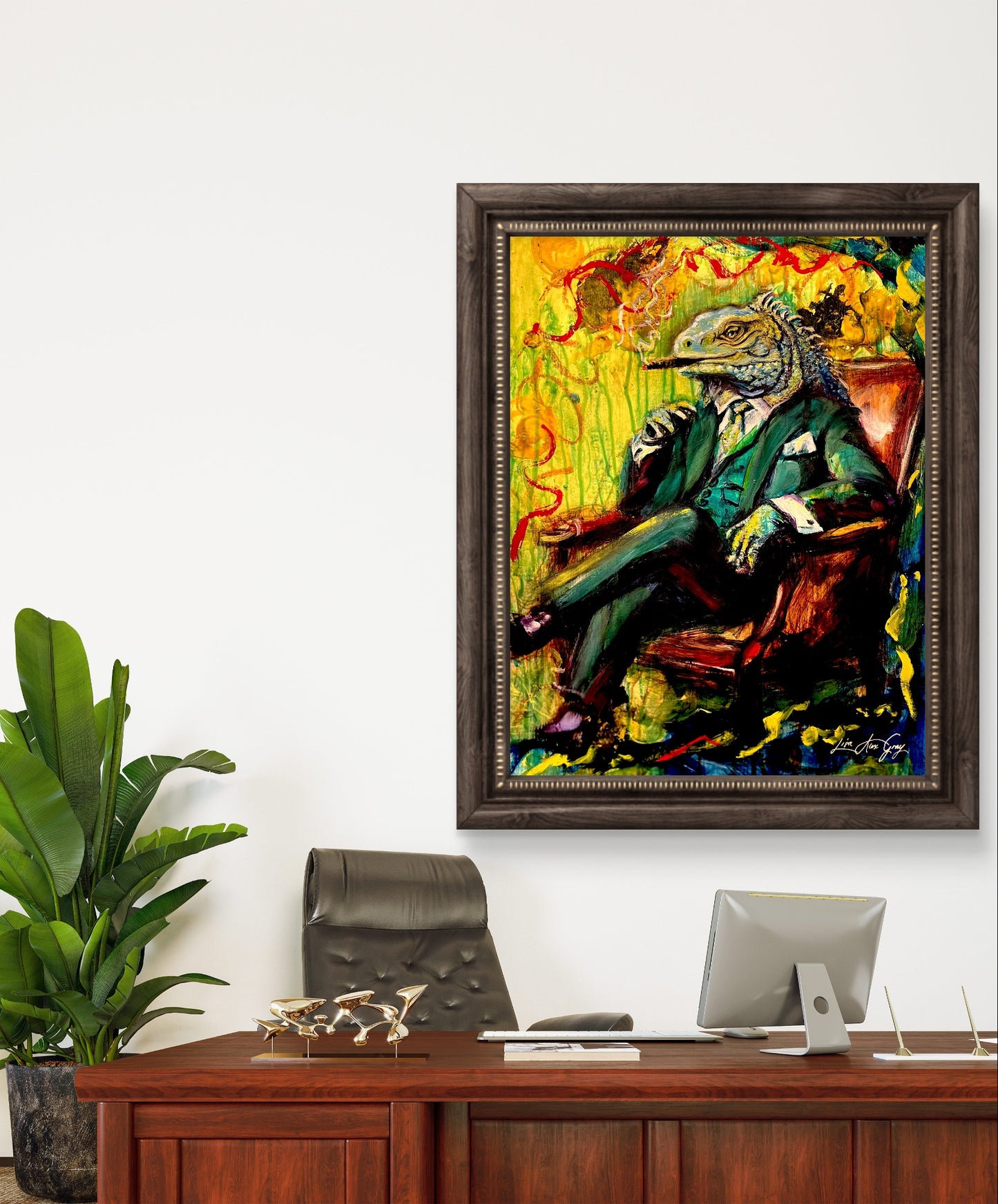 The Godfather Iguana Fine Art Print – From Mixed Media Oil Painting