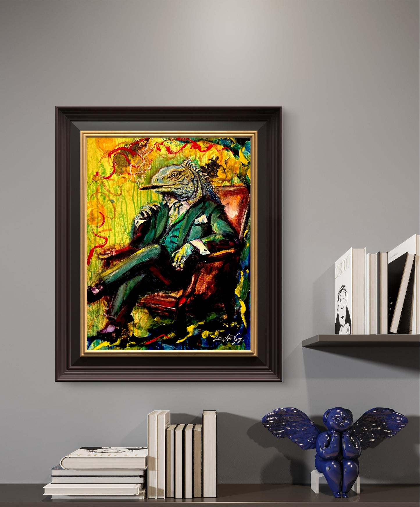 The Godfather Iguana Fine Art Print – From Mixed Media Oil Painting