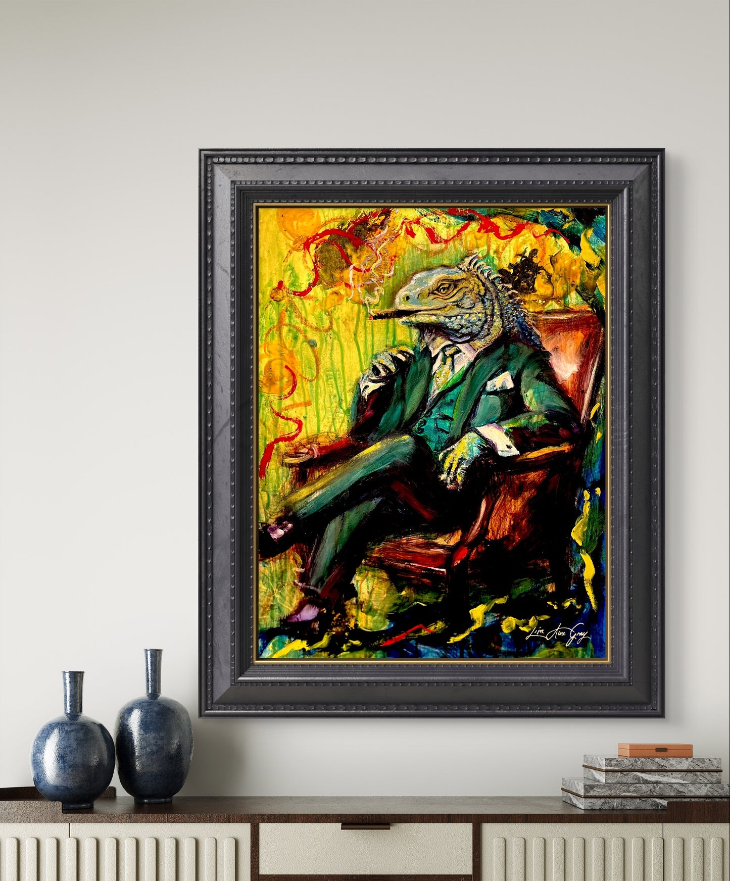 The Godfather Iguana Fine Art Print – From Mixed Media Oil Painting