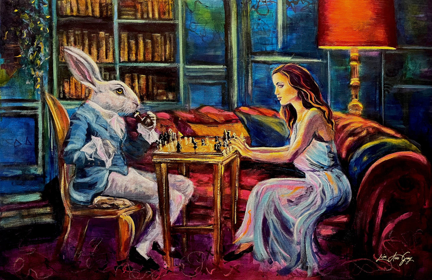 Whimsical Alice in Wonderland Chess Game Poster for Fairytale Wall Decor