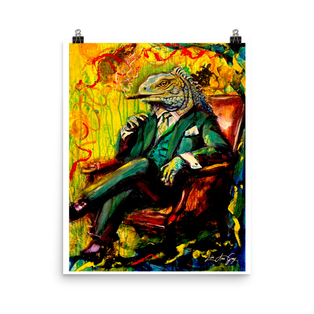 The Godfather Iguana Fine Art Print – From Mixed Media Oil Painting